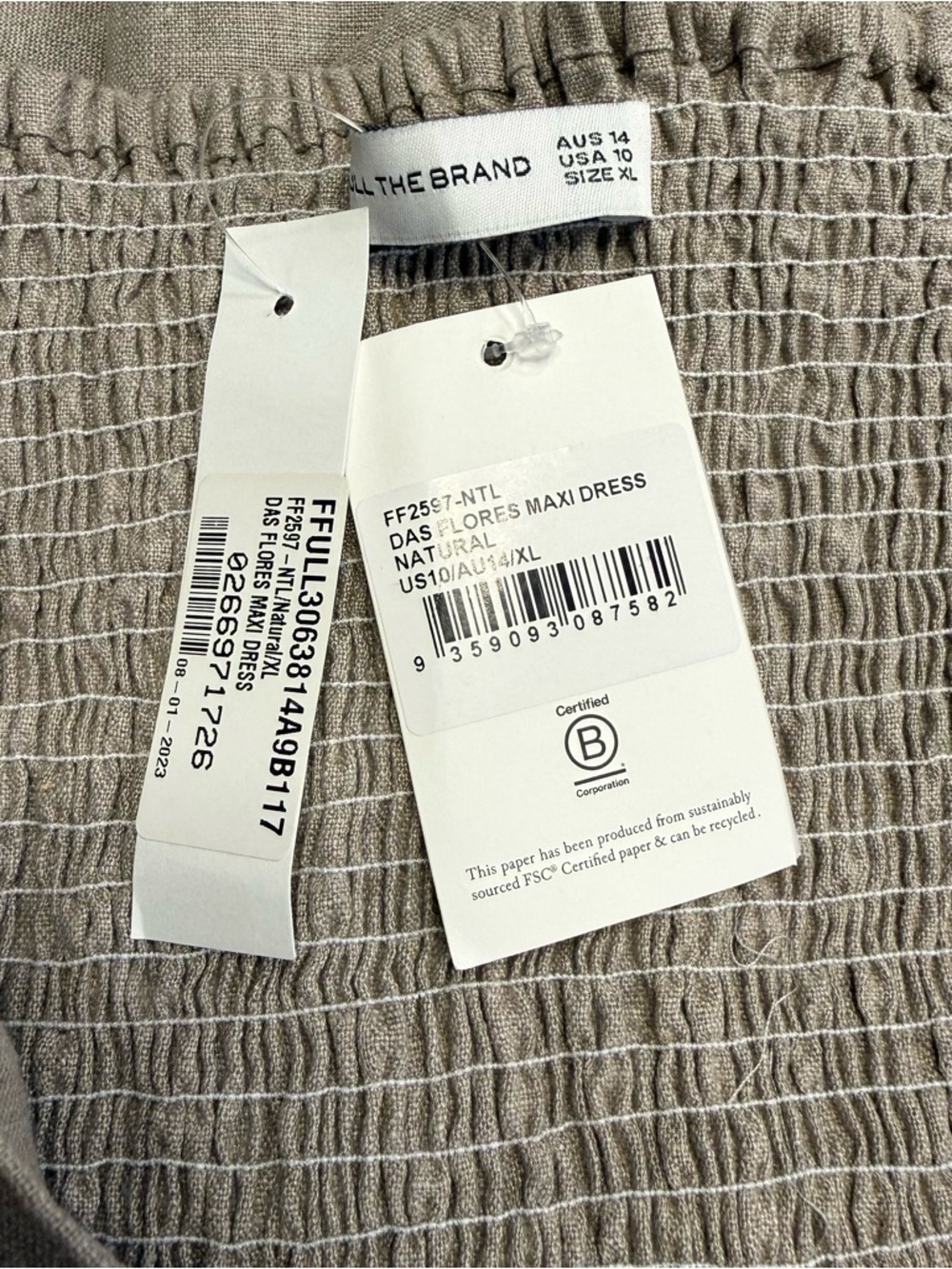 Faithfull The Brand Das Flores Linen Maxi Dress Natural Strapless NWT 10 - Picture 4 of 14